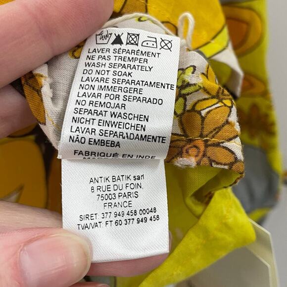 NWT Antik Batik S / 38 Bahia Blouse Top Long Sleeve Yellow *read description - Picture 13 of 16